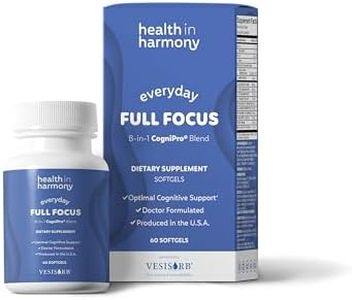 Everyday Full Focus Supplements - Memory Supplement for Brain Health with 8 Antioxidants for Cognitive Support, (Omega-3 DHA, Phosphatidylcholine & Phosphatidylserine) & Utilizes VESIsorb® (60 ct)