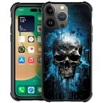 CARLOCA Compatible with iPhone 14 Case,Skull Blue Smoke Pattern iPhone 14 Cases Ultra Protection Shockproof Soft Silicone TPU Non-Slip Back for iPhone 14