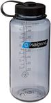 Nalgene Sustain Tritan BPA-Free Water Bottle Made with Material Derived From 50% Plastic Waste, 32 OZ, Wide Mouth, Gray w/Black Lid