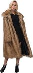 RomanticDesign Women's Long Lapel Faux fur Jacket Shaggy Coat Warm Outerwear Cardigan, Brown, 4