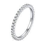 ChicSilver 2MM 925 Sterling Silver CZ Cubic Zirconia Stackable Engagement Ring Simulated Diamond Eternity Wedding Band for Women Size 7