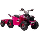 Aosom 6V Kids ATV Quad, Battery Powered Electric Vehicle for Kids with Back Trailer, Wear-resistant Wheels, for Boys and Girls - Pink