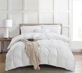 Home Beyond & HB design - Premium Duvet Cover Set King Size - 3 Pieces (1 Duvet Cover with Zipper Closure Corner Ties + 2 Pillow Sham) - Ultra Soft Brushed Microfiber, White