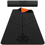 Yogii Yoga Mat - Premium TPE Pilates Mats - 183 x 61 x 0.6cm Eco Friendly Non Slip Yoga Mat Thick - Exercise Mat for Home - Gym Mats for Home - Thick Yoga Mats for Women and Men - Black/Orange