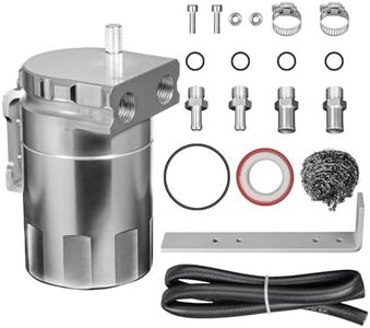 VehiMata Baffled Oil Catch Can,Oil Separator Catch Can 300ml Universal Aluminum Silver