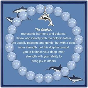 PARTNER Dolphin Lover Spirit Animal Bracelet Charm Cute Jewelry Inspiration Gift for Friend (Sea Treasure Blue Dolphin Bracelet)