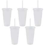 5 Pcs Reusable Plastic Cup Drinkware Tumblers Acrylic Cups Tumblers with Lids and Straws Plastic Bulk Iced Plastic Cold Water Tumblers Iced Coffee Cups Travel Mug Party Tumbler