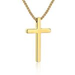 IEFSHINY Gifts for Men Boys - Stainless Steel Cross Pendant Chain Necklaces for Men, Mens 16-30 Inches Chain Gold Silver Black Cross Necklace Jewelry Gifts, 18, Stainless Steel, No Gemstone