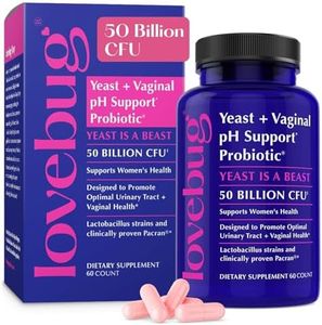 LOVEBUG Yeast + Vaginal pH Support | Clinically Studied Ingredients for Yeast & UTIs | Multi Strain 50 Billion CFU | 60 Capsules