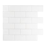 SMART TILES Peel and Stick Backsplash - 10 Sheets of 10.95" x 9.70" - 3D Adhesive Peel and Stick Tile Backsplash for Kitchen, Bathroom, Wall Tile