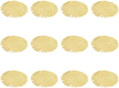 Fun Express Round Placemats Set of 12 - Premium Paper Place Mats for Round Table | 15 Inch Hawaiian Luau Party Supplies & Tropical Decorations | Natural Tan Fringe Design for Indoor Outdoor Events