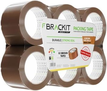 brackit Packing Tape Brown 48mm x 66m, Bulk Pack of 6 Rolls – Strong Heavy Duty Packing Tape for Regular Use or Moving – Easily Seals Your Parcels and Boxes