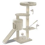 VOUNOT Cat Tree Tower, Cat Condo with Sisal Scratching Post, Multi Level Cat Climbing Frame Indoors, Cat Activity Tree, Beige, XL