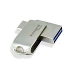 Integral 128GB 360-Dual USB 3.2 Gen 1 Type C and Type A Flash Drive with Solid Metal Casing, Fast Transfer Speeds and Simply Plug and Play IPhone 15, 16 series, Macbook Pro/Air and Ipad Pro