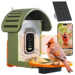 Smart Bird Feeder with Camera, 2.5K UHD Bird Feeder Camera Solar Powerd, Sensitive AI Identification, Instant Alerts Capture Video, IP66 Waterproof for Outdoor, Ideal Gift, Green