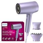 Philips Hair Dryer 7000 Series, ThermoShield Advanced Technology, Mineral and Water Ionic, with Nozzle and Hair Diffuser, 1800W, Model BHD720/13