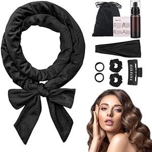 NCKIHRKK 9PCS Velours Rouleau à Cheveux Sans Chaleur Heatless Curling, Boudin Boucle Cheveux de Sommeil Doux pour les Cheveux Longs et Moyens, Heatless Hair Curlers, Noir