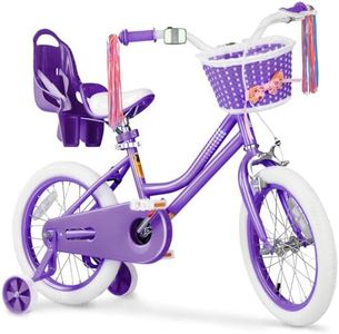 Glaf Kids Bike for Girls Boys Ages 3-9 Years, 12 14 16 Inch Girls Bike with Doll Bike Seat, Kids Bicycle with Training Wheels and Basket, Boys Bikes(16 Inch, Purple)