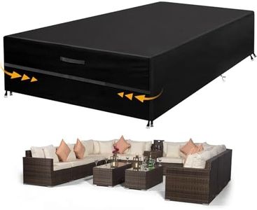 Garden Furniture Covers Waterproof, 350x260x90cm Oxford Fabric Outdoor Sofa Cover Windproof Sunproof with Handle Strap Drawstring Buckle for Garden Sofa, Table and Chair Set (Black, Rectangular)