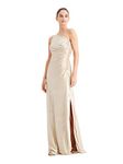 Calvin Klein One-Shoulder Gown with Side Ruching and Beaded Detail – Women’s Formal Dresses for Special Occasions, Buff/Silver 2, 12