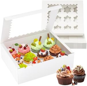 RYDDOY 12 Pack Cupcake Boxes, Hold 12 Standard Cupcakes, Cupcake Containers with Window and Inserts, High Grade Cupcake Holder, for Birthday Holiday Party, Supplies for Cupcakes, Desserts and More
