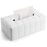 GORESE Rectangular Tissue Box Holder Tissue Box Cover PU Leather Facial Tissue Dispenser for Home Bathroom, Living Room, Bedroom, Dinning Room, Office, Car Automotive Decoration(White)