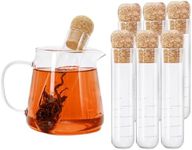 Whaline 6Pcs Glass Tea Strainers Tea Infusers with Corks Loose Long Leaf Tea Steeper Filters Tea Interval Diffuser for Tea Flower Cups Mugs Teapots,5.1 x 1.2 inch