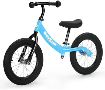 bicystar 14 Inch Balance Bike for Kids 3-7 Year Old, Kids Bike with No Pedals, Air Rubber Tires, Adjustable Height, Foot Rest, Pedalless Kids Bicycle Boys, Girls (Blue)