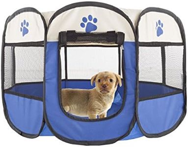 Pop-Up Pet Playpen - 26-Inch Indoor and Outdoor Dog Kennel with Carrying Bag - Portable Pet Enclosure for Dogs and Small Animals by PETMAKER (Blue)