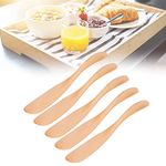 MOUMOUTEN Wooden Butter Knife, 5Pcs 6.5Inch Wooden Butter Spreader Condiment Knives for Jam Cheese Peanut Butter