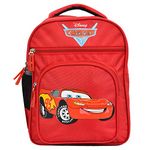 Kuber Industries Polyester Disney Red Car Printed Waterproof Backpack|Sturdy School Bag For Kids,14 Inch (Red)