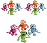 Fun Express 5 1/2" Fuzzy Bright Neon Stuffed Happy Monkeys - 12 Pc. - Great for Birthdays, School, Medical and Dental Office Treasure Chests