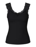 PIECES Women's Pcbarbera Lace Top Noos Top, Black, L