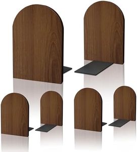 Brosisincorp Walnut Wood Large Book Ends for Shelves, Non-Skid Pad, 3 Pairs
