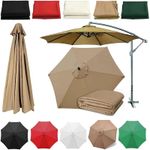 6 Ribs 8 Ribs Umbrella Cloth, 2.7M/3M Replacement Parasol Canopy Market Umbrella Canopy Replacement for Garden Patio Cantilever Umbrella (Color : Khaki, Size : 2.7M/6-Ribs)