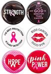 BLUE PANDA - 24 Pack Breast Cancer Awareness Pins Bulk, Black & Pink Round Buttons Accessories, 6 Designs, 2.25 in