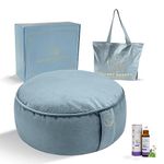 Secret Garden Velvet Meditation Cushion – Large Yoga Cushion to Achieve Full Serenity – Eco-Friendly Buckwheat Hull Filled Meditation Pillow – Yoga Pillows for Sitting on Floor – Free Carry Bag