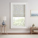 Eclipse Evangeline Botanical Roman Shade for Windows, Cordless 100% Blackout Shade, 27 in Wide x 64 in Long, Noise Reducing, Energy Efficient, Woven Design Window Shade for Any Room, Aloe