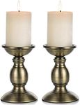 NUPTIO Bronze 2 Pcs Iron Pillar Candle Holders, Ideal for 80mm Pillar Candles or Flameless Led Candles, Halloween Christmas Candle Holder Decorations, Gifts for Wedding Party Home Spa Reiki(2 x S)