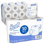 Scott Control Small Roll Toilet Tissue 8558-3 Ply Toilet Rolls - 5 Packs of 6 Rolls x 300 Recycled Toilet Paper Sheets (30 Rolls / 9,000 White Sheets Total)