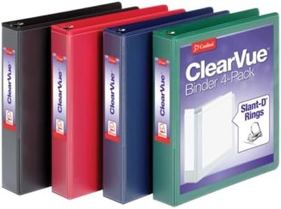 Cardinal 1.5" D-Ring View Binders, 4 per Pack, 1 Each Black, Blue, Green & Red (29300)