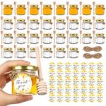 AuroTrends 1.5oz Mini Honey Jars with Dipper 30Pack, Glass Jars for Baby Shower Favors/Wedding Favors for Guests Bulk-Mini Canning Jars with Wooden Dippers/Bee Charms (1.5 fl.oz-30Pack)