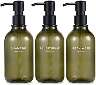 Shampoo and Conditioner Bottles Set of 3 Green – Shower Shampoo Dispenser – Hotel Style Bathroom Upgrade by MaisoNovo