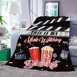 Gifts for Movie Lover, Warm Movie Throw Blanket, Soft Flannel Film Lover Blanket, This Is My Movie Watching Blanket, Vintage Cinema Theater Movie Night Theme Fleece Blankets Gifts Ideas, 130x152 cm