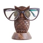 Eximious India Wooden Owl Glasses Holder Night Stand Reading Eyeglass Retainer Gifts for Women Men Him Her Mom Dad Car SPWAL03