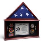 DECOMIL - Large Military Shadow Box Frame Memorial Burial Funeral Flag Display Case for 5' X 9.5' Flag, Solid Wood (Cherry)