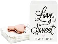 100 Pack Love is Sweet Paper Treat Bags, Party Favor Bags for Kids Goodie, Gifts, Decorations, 5x7 in