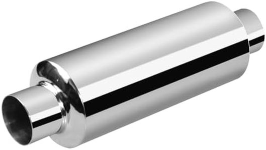 VehiMata 4.0" Resonator Muffler Stainless Steel (4.0 inch Inlet/Outlet, 13.7" Length)