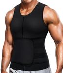 Wonderience Neoprene Sauna Suit for Men Waist Trainer Vest Zipper Body Shaper with Adjustable Velcro Tank Top (Black, X-Large)