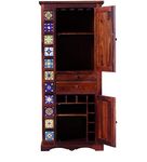 SS WOOD FURNITURE Sheesham Wood Home Bar Cabinet for All Types of Drinks Storage Cabinets Bar Furniture for Living Room Liquor Cabinet (Natural Brown Finish)